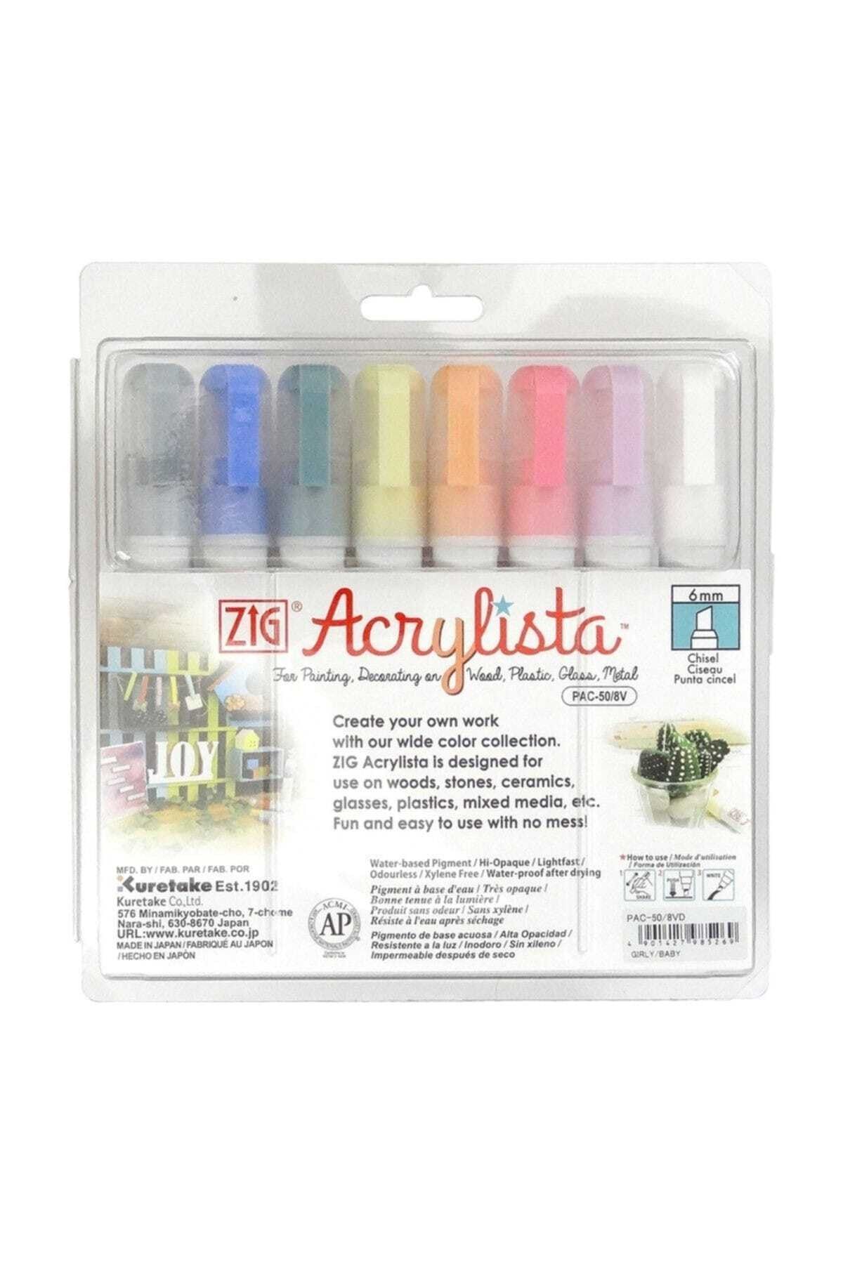 Zig Acrylista Markör Kesik Uç Pac-50/8Vd 8li Set Baby