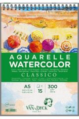 Van Dyck  Classico  Dokulu Coldpress A5 Üstten Spiralli 15yp Suluboya Blok