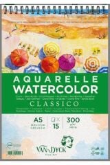 Van Dyck  Classico  Dokulu Coldpress A5 Üstten Spiralli 15yp Suluboya Blok