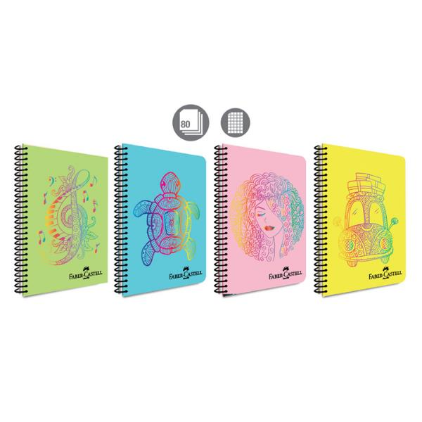 Faber Castell PP Kpk Faces Spralli Defter 80yp Kareli