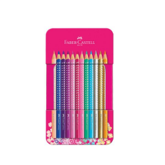Faber Castell Parlak Renkler Metal Kutu Pembel 12li