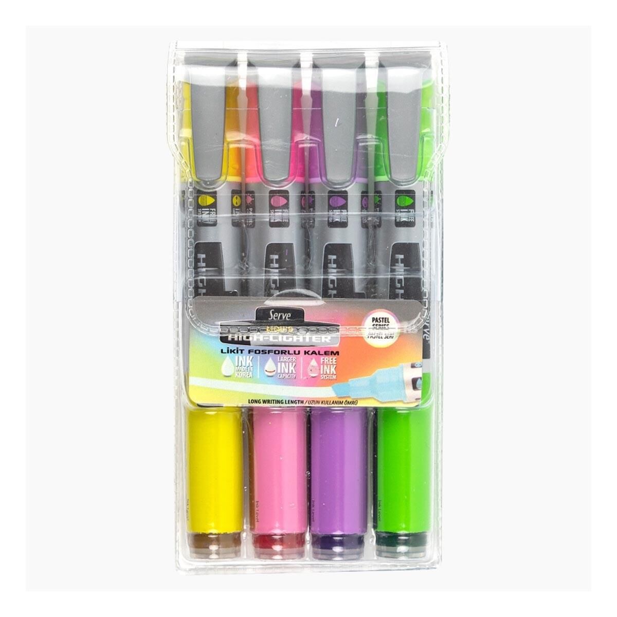 Serve Lıkıt Fosforlu Kalem 4Lu Set