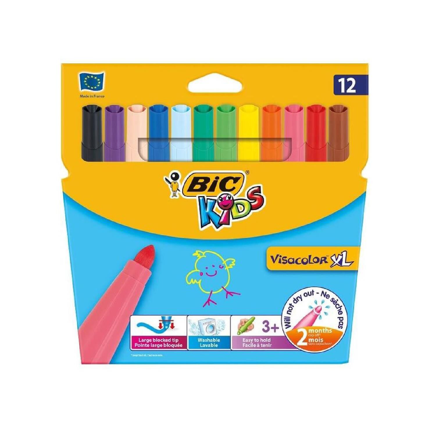 Bic Visa Yıkanabilir Jumbo Keçeli Kalem 12li