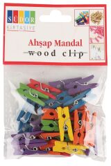Südor Ahşap Mandal Küçük 2.5cm 30lu Renkli
