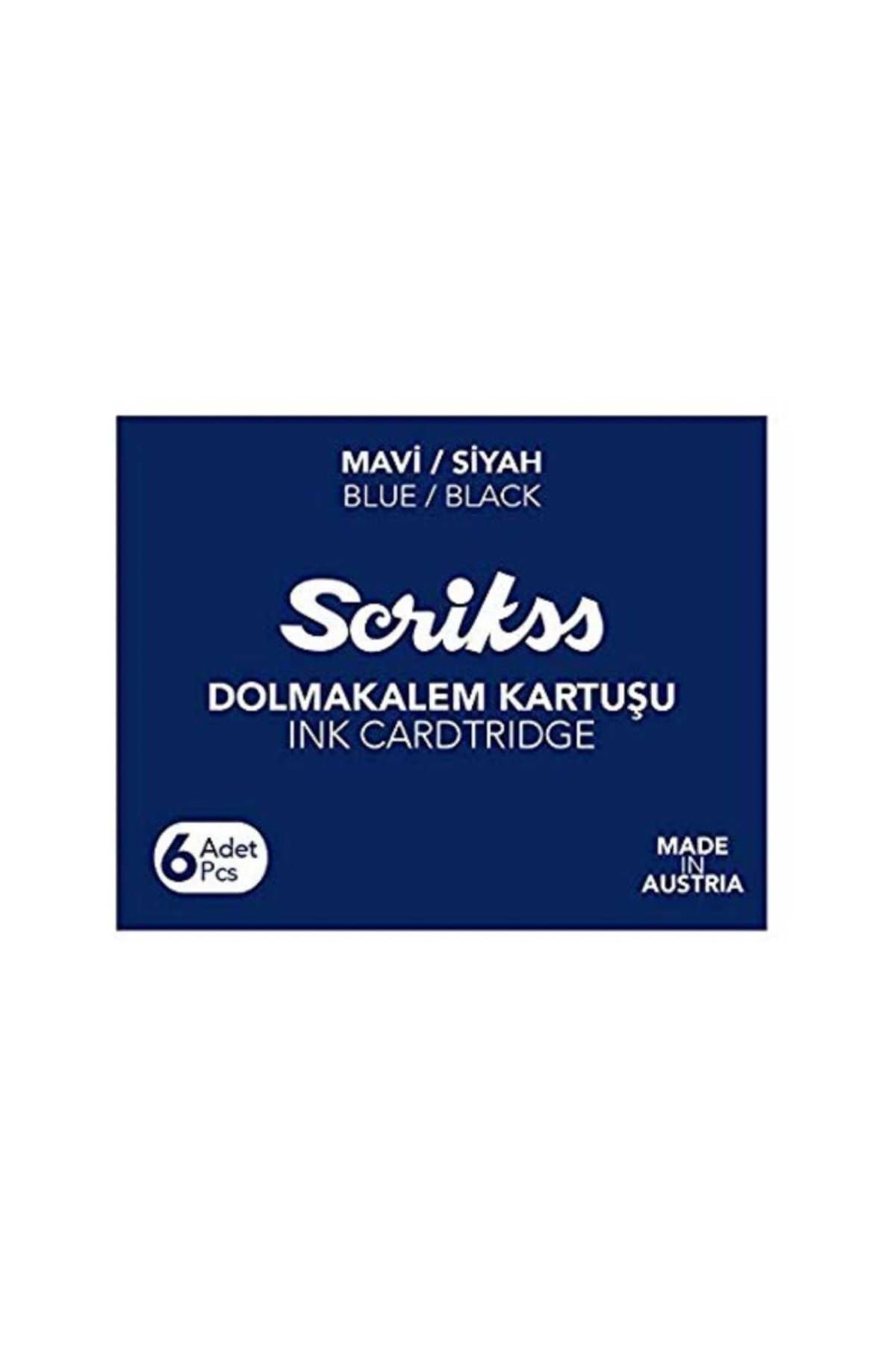 Scrikss Mavi Siyah Dolma Kalem Kartuşu 6lı Set