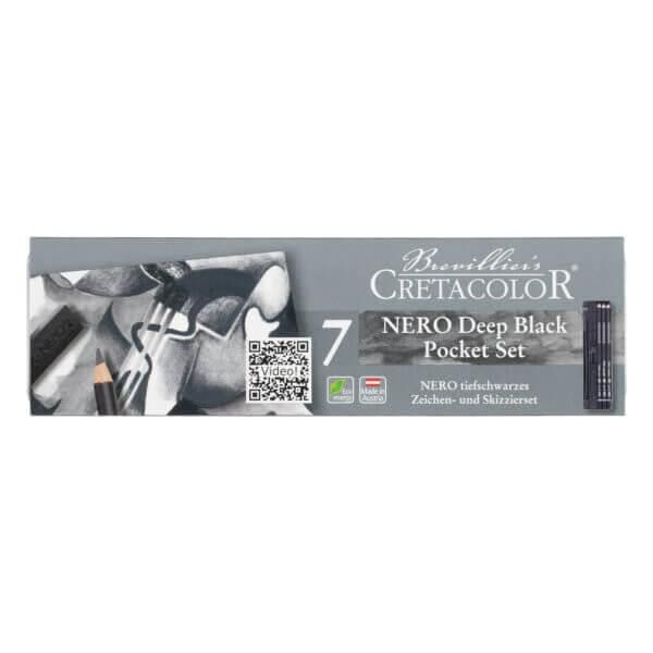 Cretacolor Nero Deep Black Pocket Set 7li (Profesyonel Grafit ve Çizim Seti Metel Kutulu) 400 08