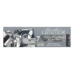 Cretacolor Nero Deep Black Pocket Set 7li (Profesyonel Grafit ve Çizim Seti Metel Kutulu) 400 08
