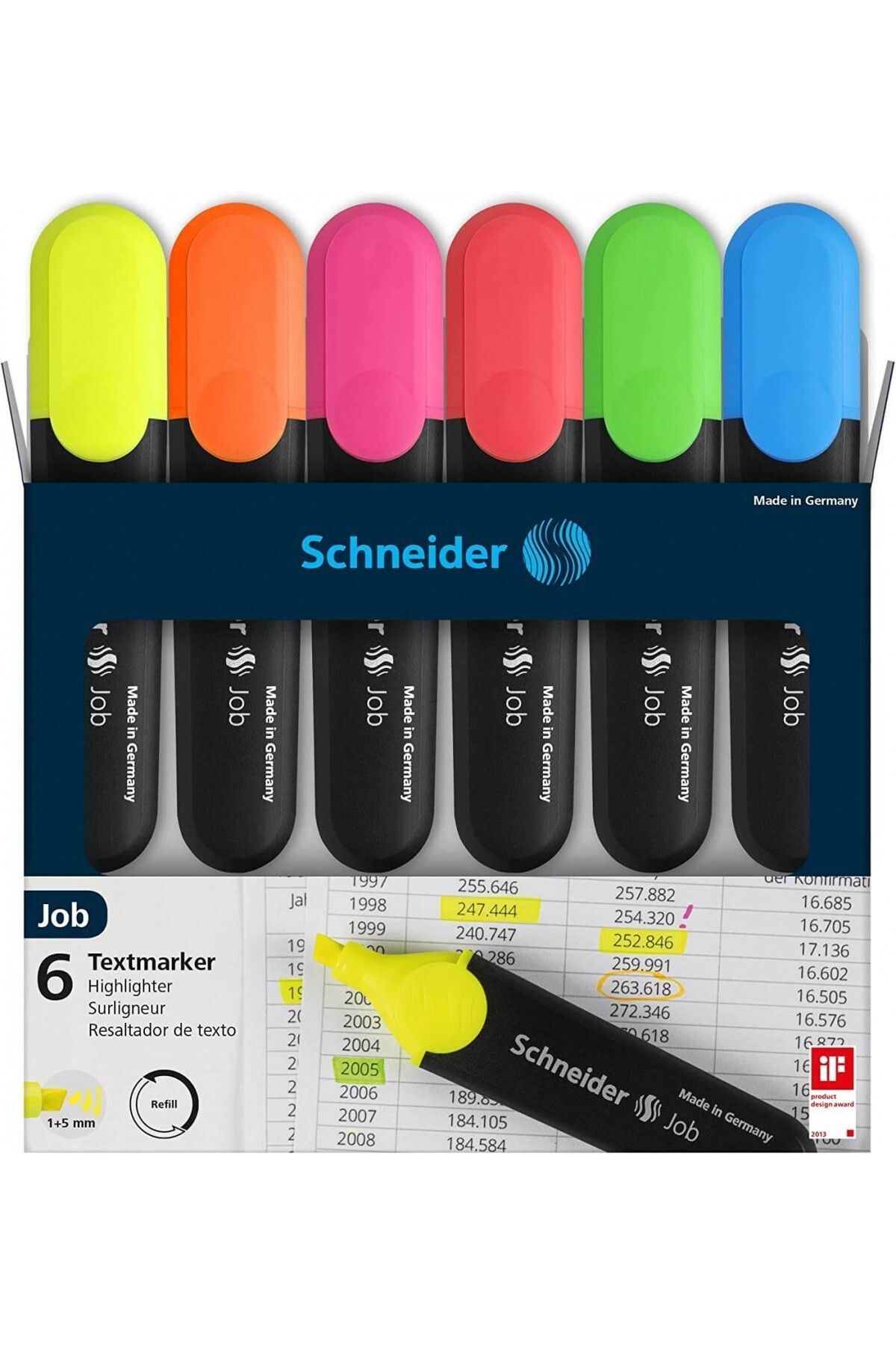Schneider Fosforlu Kalem Job 6lı Karton Kutu 115096