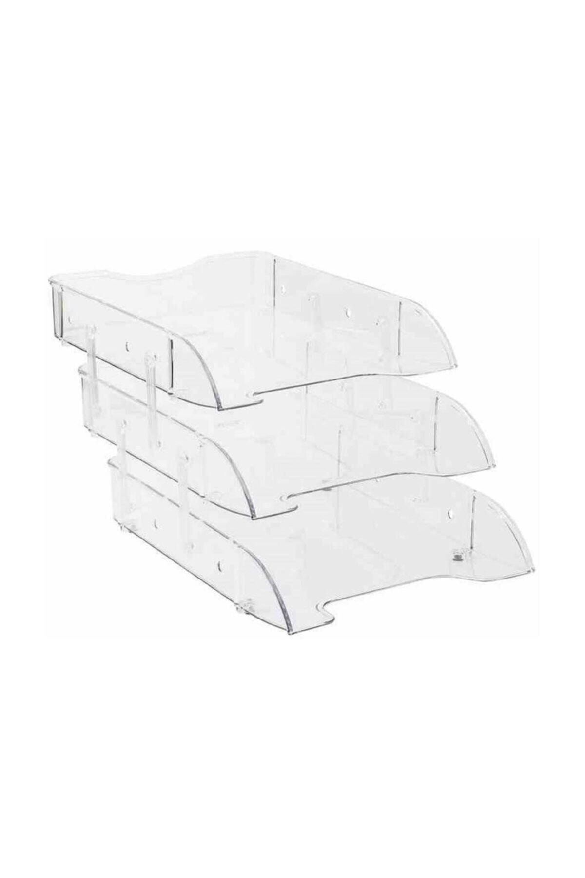 Kraf Evrak Rafı 3Lü Raylı Şeffaf 829G