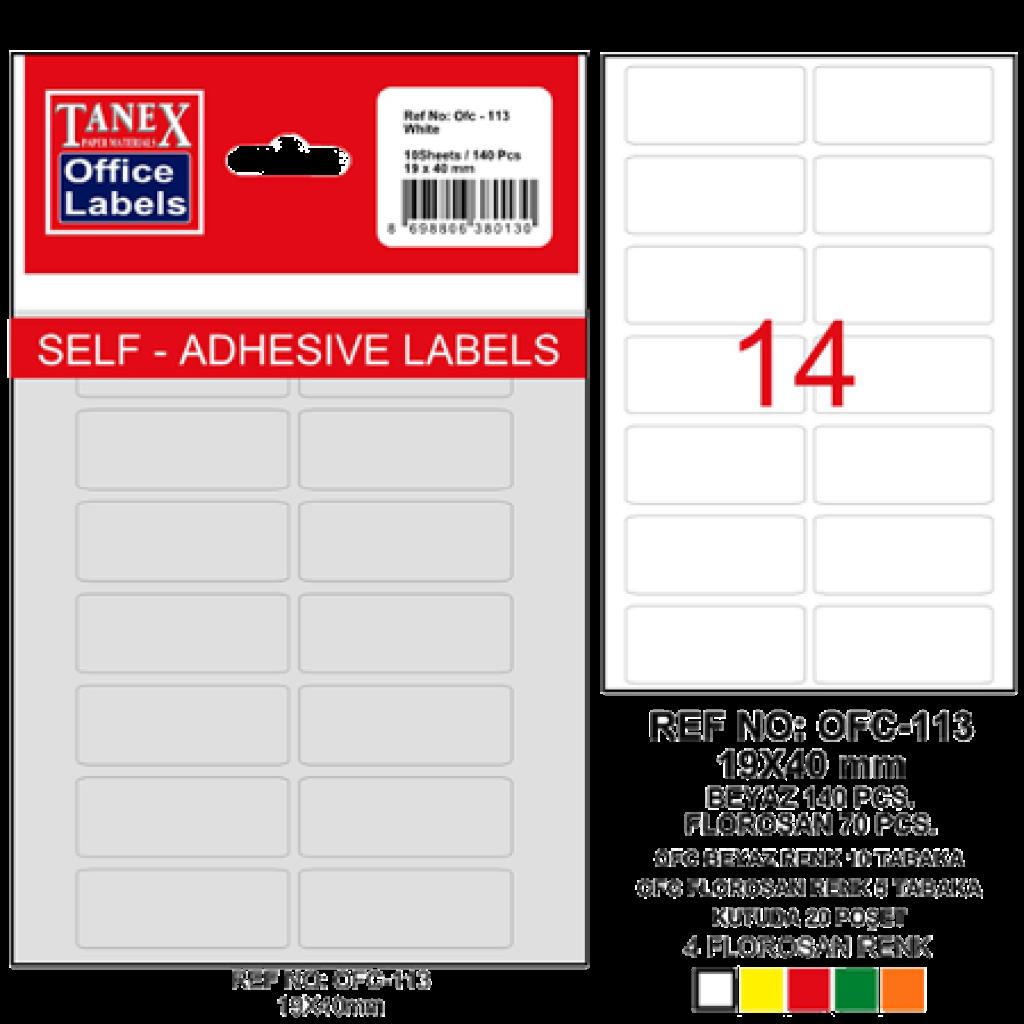 Tanex 19X40 Etıket Kod 113