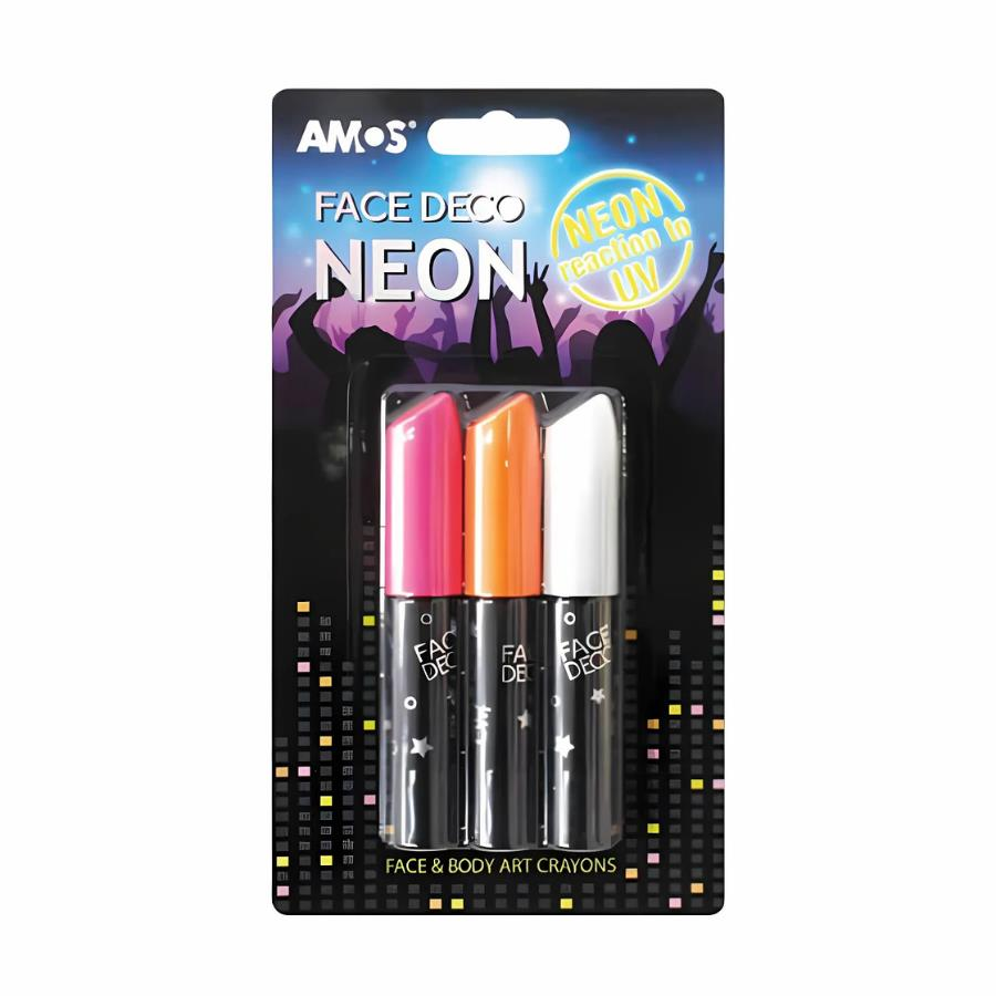 Amos Face Deco Yüz Boyası Gece Parlayan 3lü