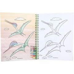 Dino World Colouring Book With Coloured Pencils 0411385-A