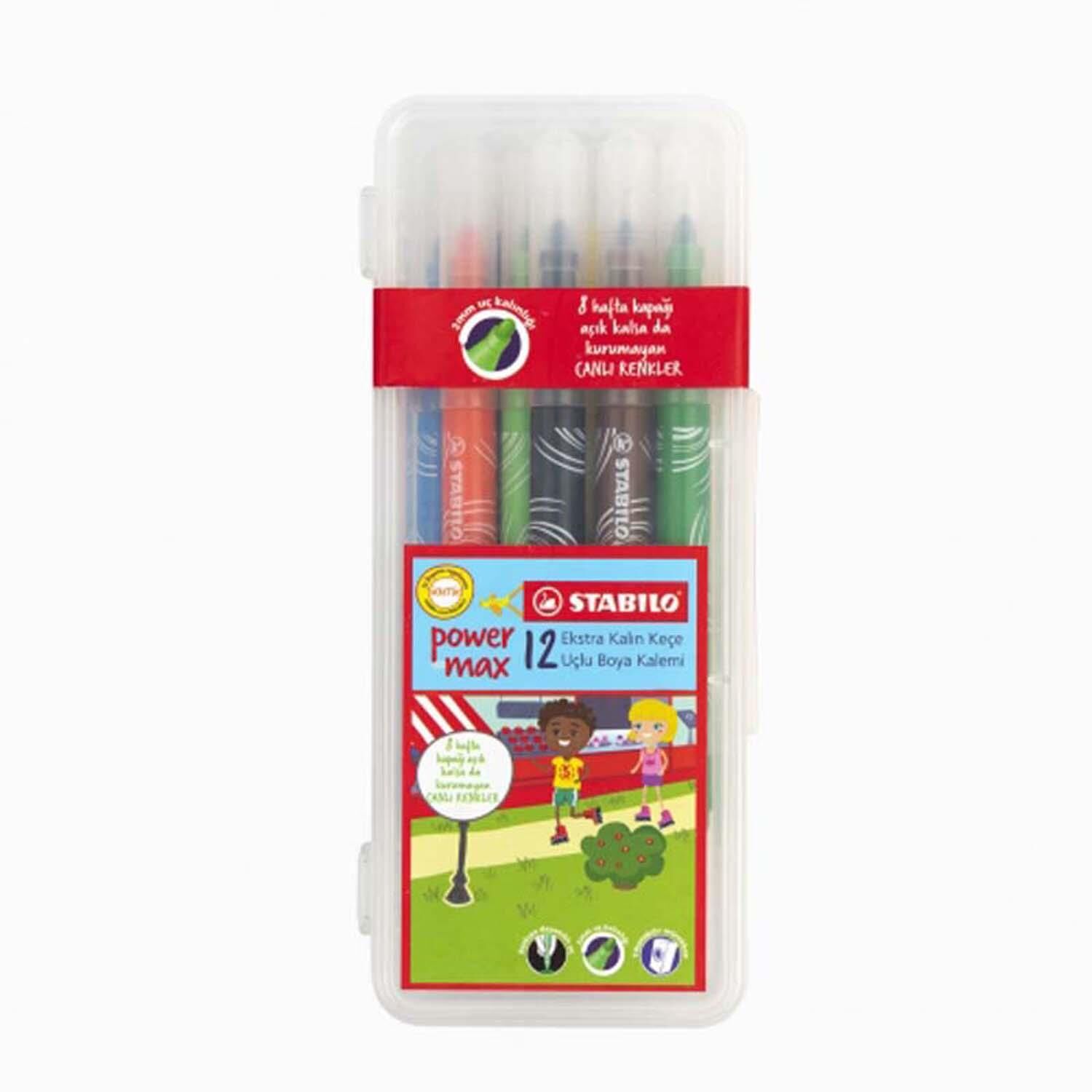 Stabilo Power Max Kalın Uçlu Keçeli Kalem 12Li Kut