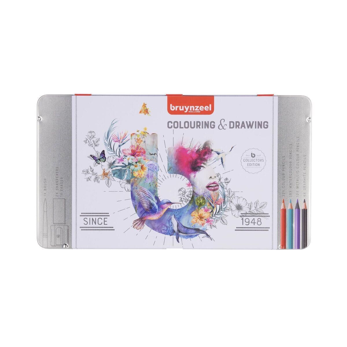 Bruynzeel Colouring Drawing Kuru-Sulu-Metalik-Dereceli Kalem Çizim Seti 70li