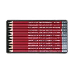 Cretacolor Cleos FineArt Graphite Pencils 12li (Dereceli Çizim ve Grafit Kalemi Metal Kutulu) 160 52