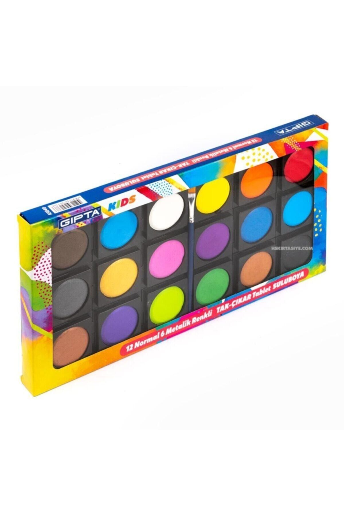 Gıpta Metalik Sulu Boya Tak Çıkart Tablet 45 mm 18 Renk