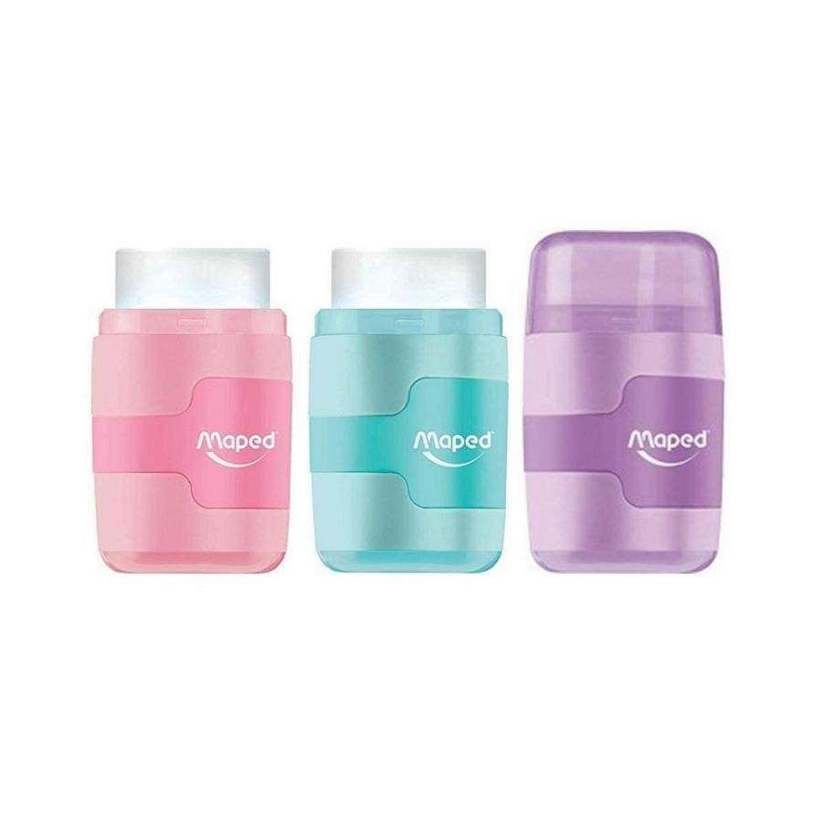 Maped Connect Çift Delikli Silgili Kalemtraş Pastel Renkler