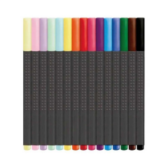 Faber Castell Grip Finepen İnce Uçlu Kalem 15 Renk Tin Metal Kalemlikli Set