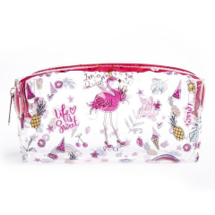 Vuki Şeffaf Fermuarlı Kalem Kutu Flamıngo