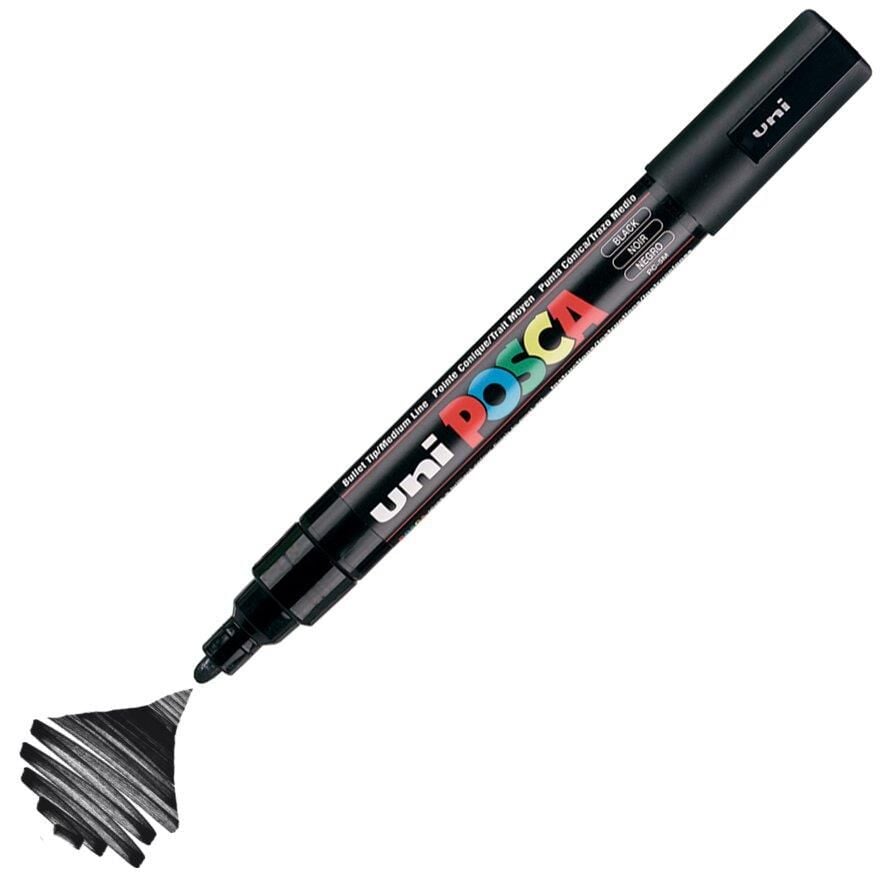 Unı Posca Pc-5M  1.8-2.5 Sıyah Su Bazlı Markor