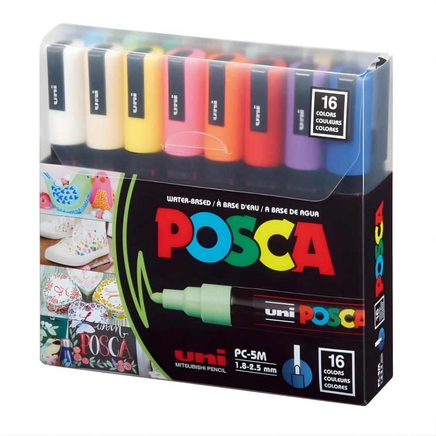 Uni POSCA 1.8-2.5 SuBazlıPosterMarkörü 16lı