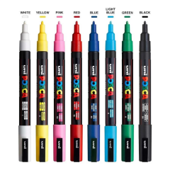 Uni POSCA 0.9-1.3 SuBazlıPosterMarkörü AnaRenk 8li