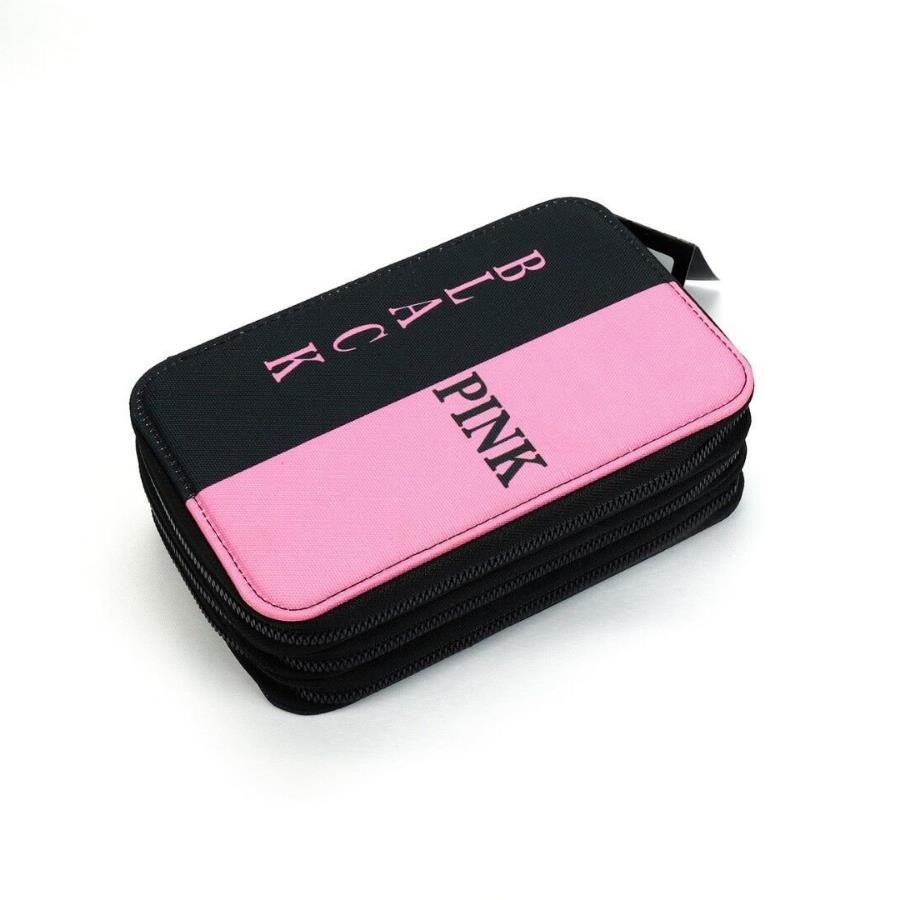 BBack 3 Fermuarlı Kalem Çantası Black Pink 736