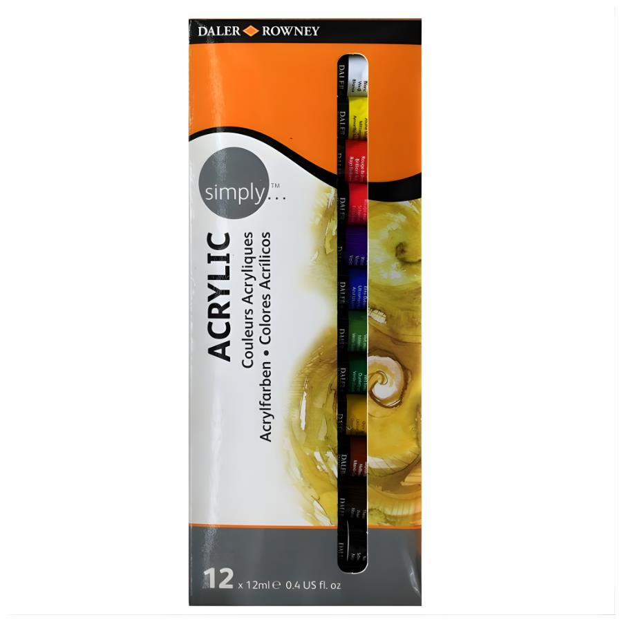 Daler Rowney Simply Akrilik Boya Seti 12 Renk x 12 ml