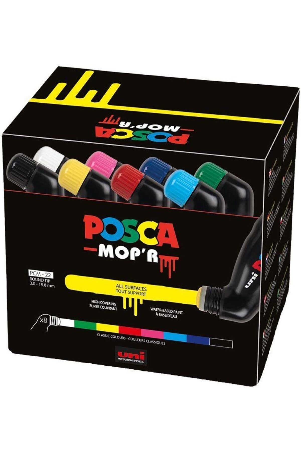 Unı Posca Pcm-22 Su Bazlı Mop'r Markör 8li Set