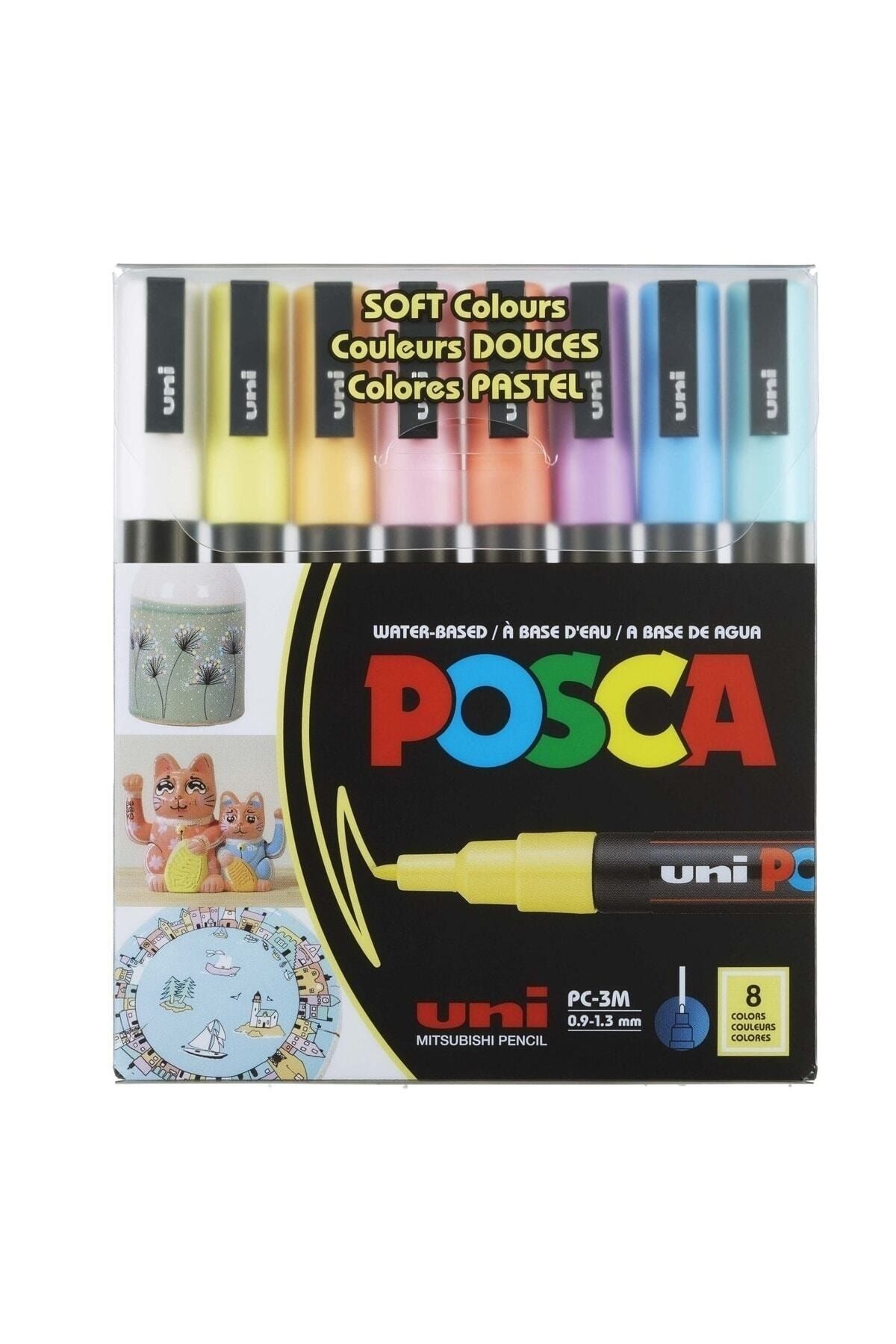 Uni POSCA 0.9-1.3 SuBazlıPosterMarkörü SoftRenk8li
