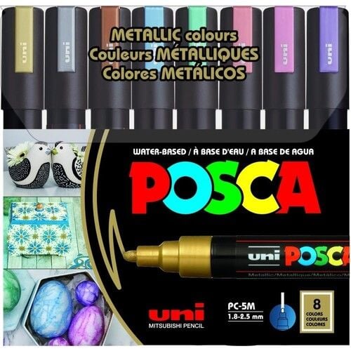 Uni POSCA 1.8-2.5 SuBazlıPosterMarkörü Metalik 8li