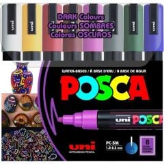 Uni POSCA 1.8-2.5 SuBazlıPosterMarkörüKoyuRenk 8li