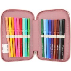 Top Model 3 Katlı Dolu Kalem Kutusu Alpaka