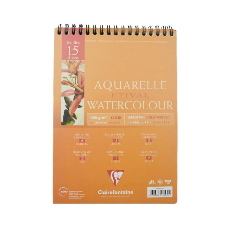 Clairefontaine Etival A5 300gr Üstten Spiralli 15yp Coldpres Blok