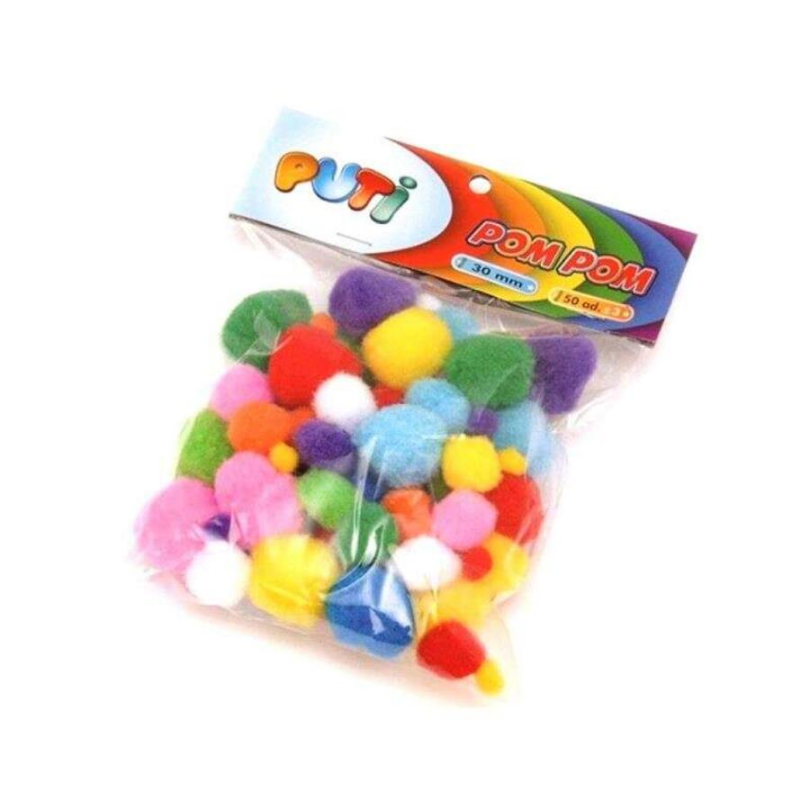 Puti Pom Pom Karışık 10mm 20mm 30mm 00251