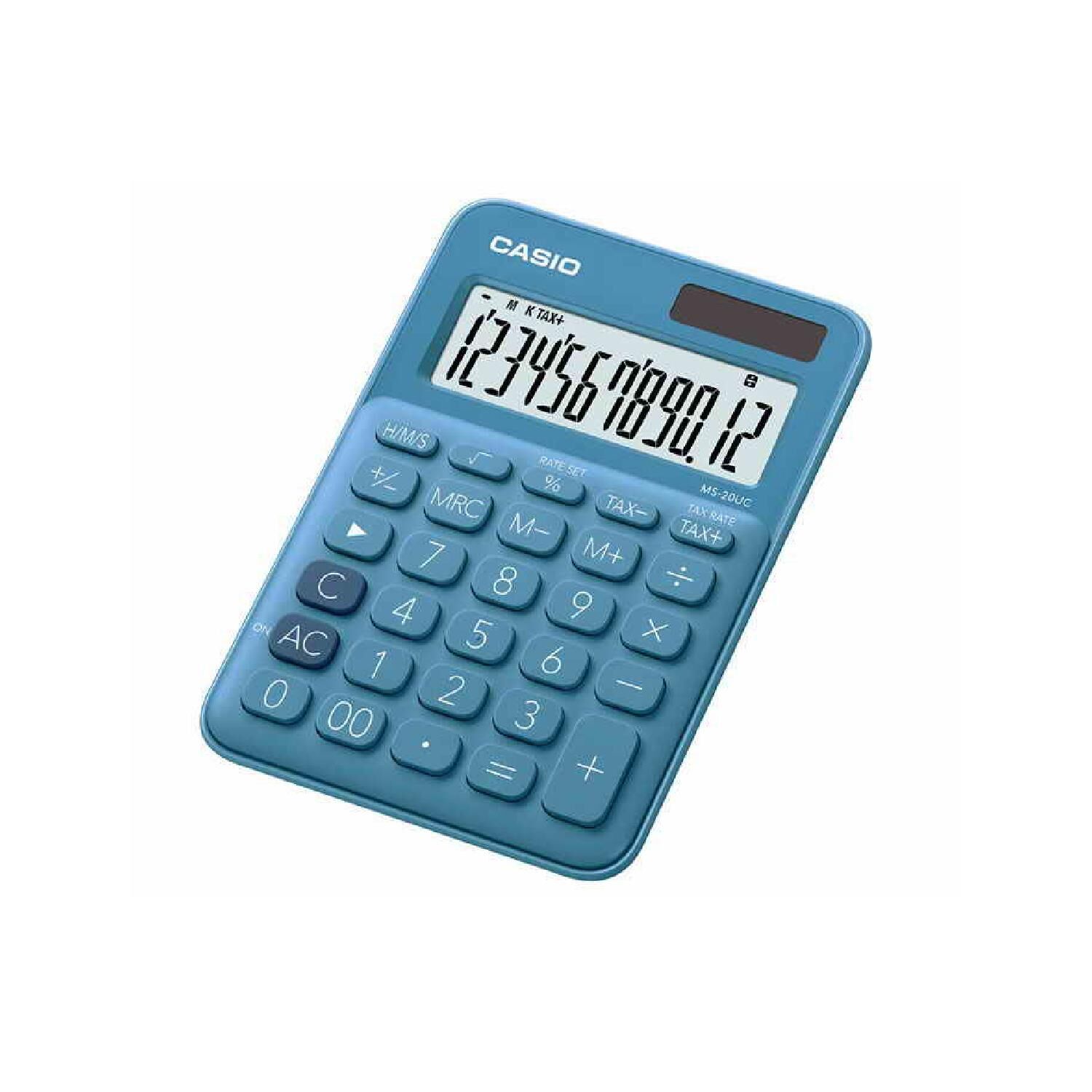 Casio MS-20UC-BU 12 Hane Mavi Masa Üstü Hesap Makinesi