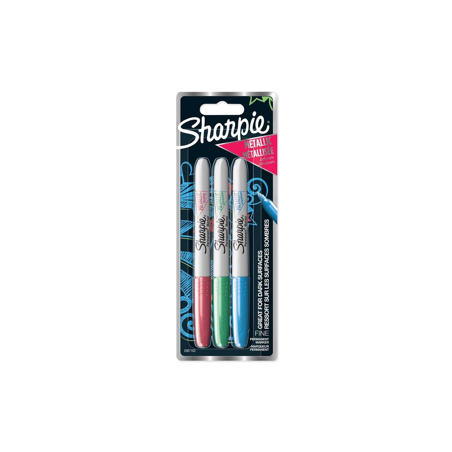 Sharpie Fine Permanent Markör 3lü Açık Metalik Renkler Kırmızı Yeşil Mavi