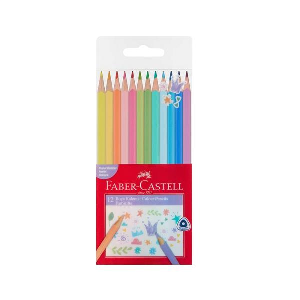 Faber-Castell Pastel Renkler Üçgen Kuruboya 12 Renk