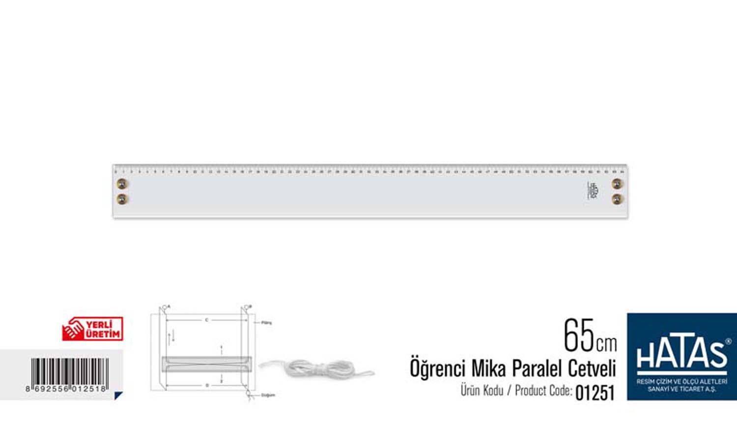 65 Cm Öğrenci Paralel Cetveli