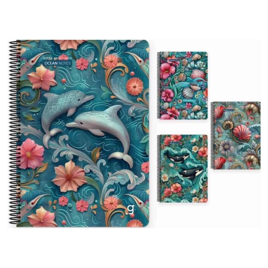 Gıpta Ocean Spiralli Karton Kapak Defter A4 80 Yp Kareli