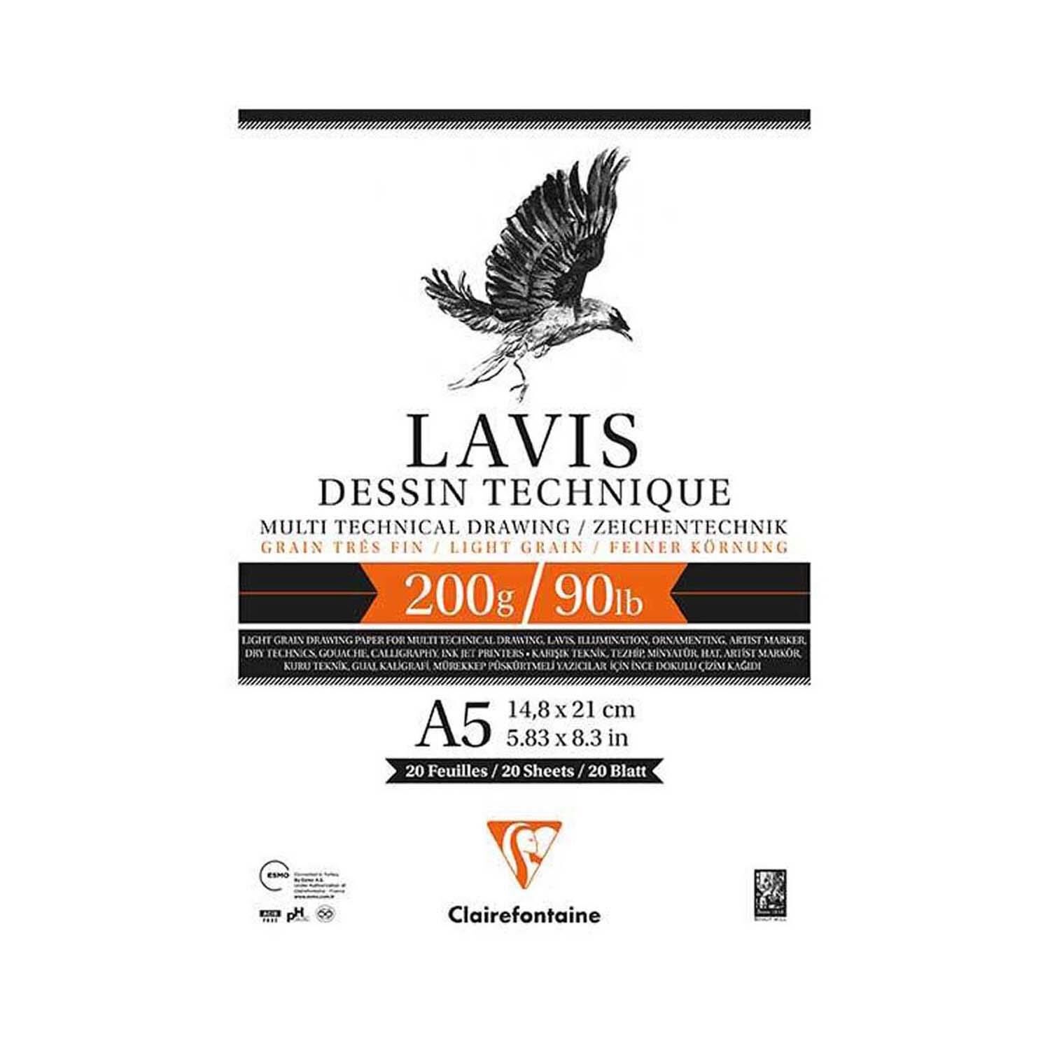 Clairefontaine A5 Lavis Çizim Bloğu 200Gr 20Yp