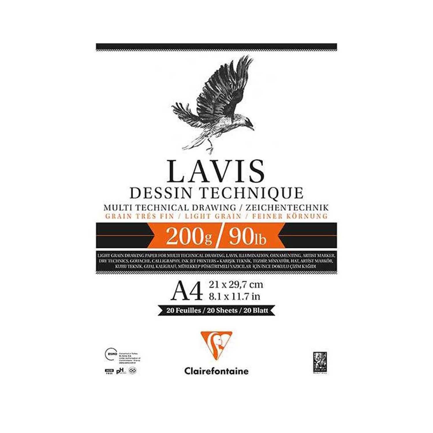 Clairefontaine A4 Lavis Çizim Bloğu 200Gr 20Yp
