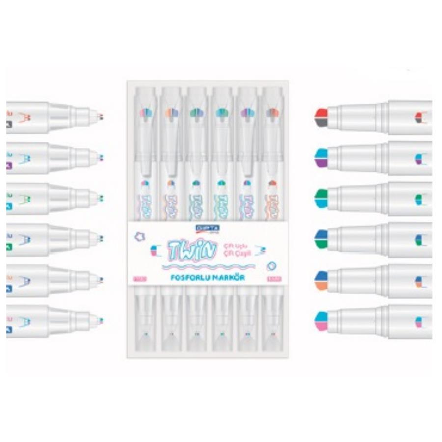 Gıpta Üç Boyutlu Markör Çift Taraflı 6 Renk