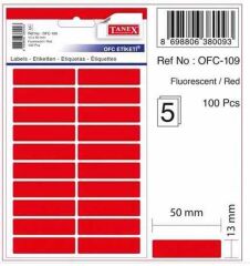 Tanex 13X50 Etıket Kod:109 Fosforlu Kırmızı