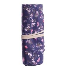 Kaukko Roll Art Lacivert Çiçekli Kalem Çantası