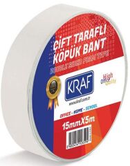 Kraf Çift Taraflı Köpük Bant 15Mmx5M 5015G
