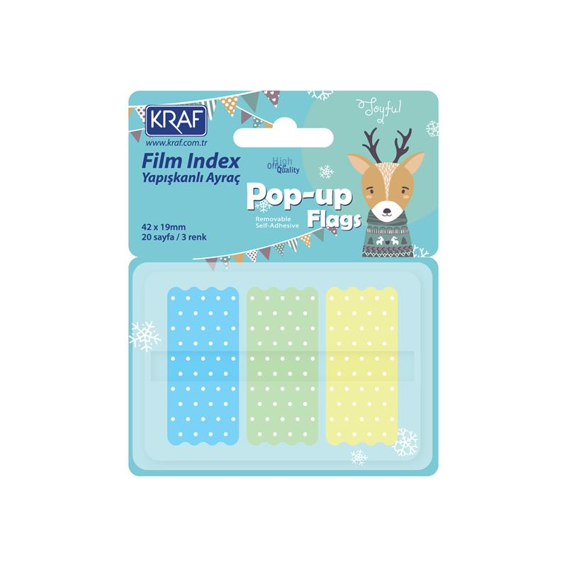 Kraf Index Film 42x19mm Pop-Up 3 Renk 20yp Puantiyeli