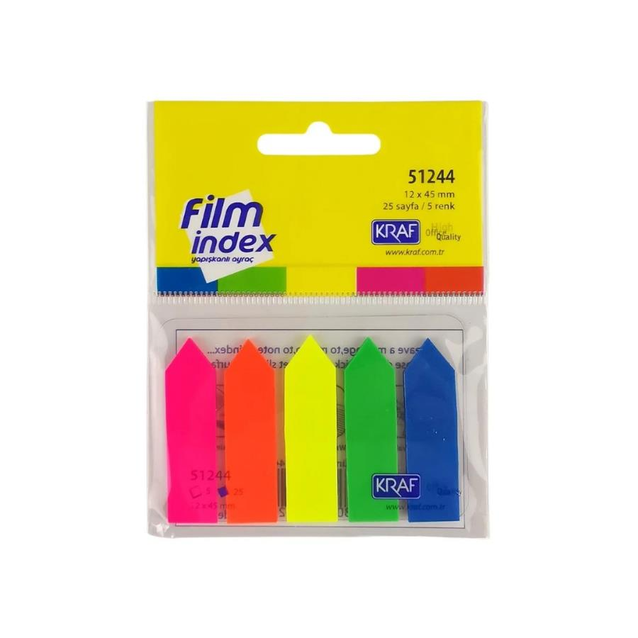 Kraf Index Film 12x44mm Ok Şekilli 5 Renk 25yp 51244