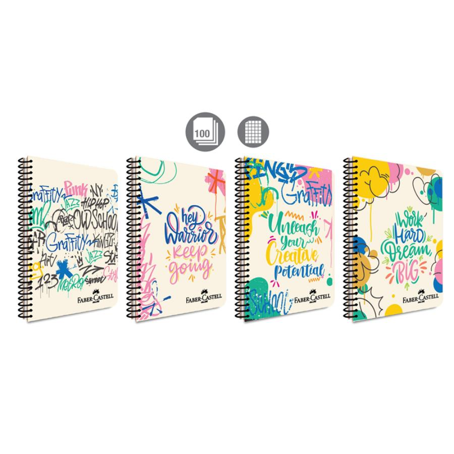 Faber Castell PP Kpk Grafiti Sprli Defter 100yp Kareli