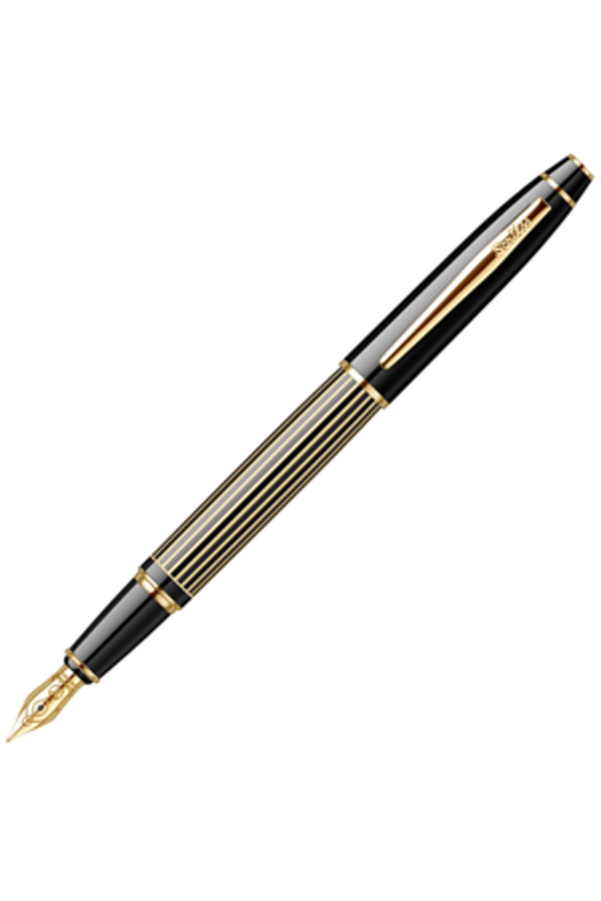 Scrikss Dolma Kalem Çizgi Desenli Siyah Altın 35L